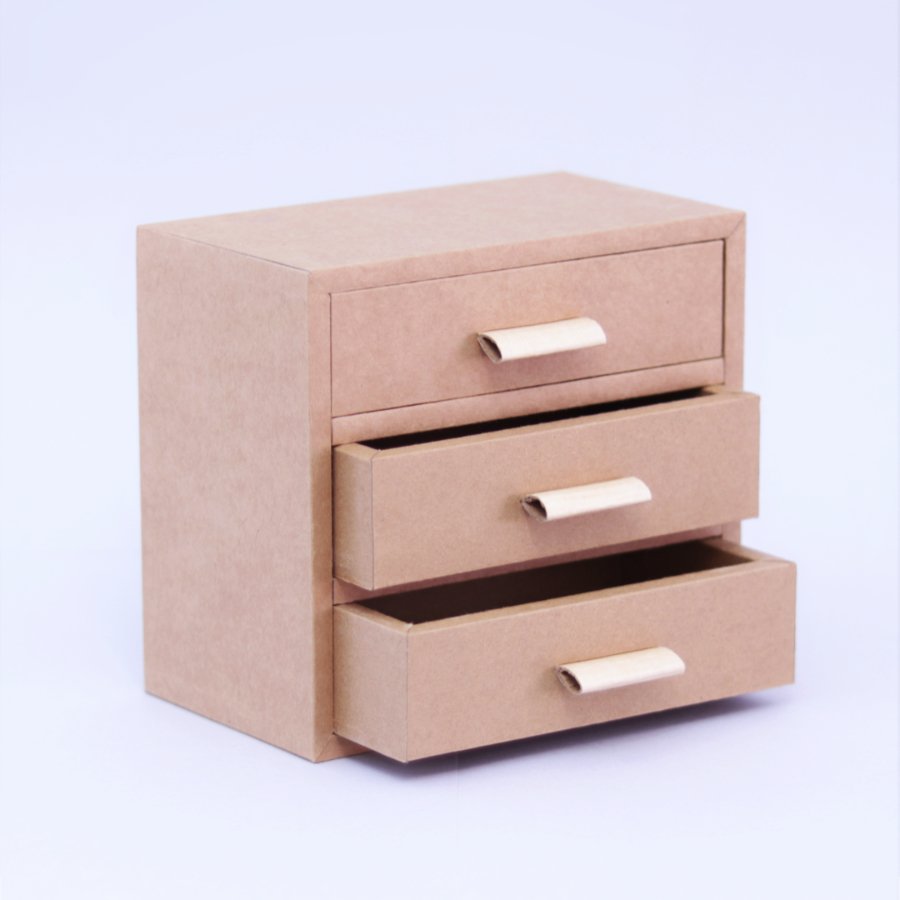 Cardboard bedside chest of drawers by ITOSHIGE STUDIO